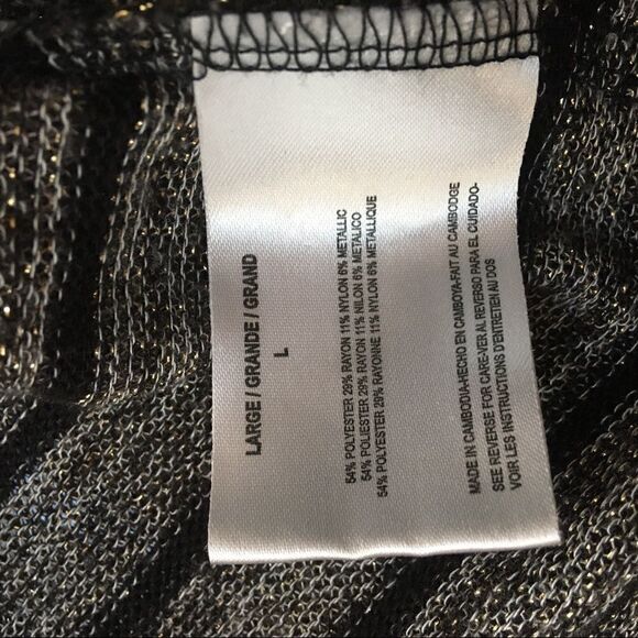 GLO Jeans cowl neck metallic black & gold stripe short sleeve sweater | Large - Picture 4 of 5
